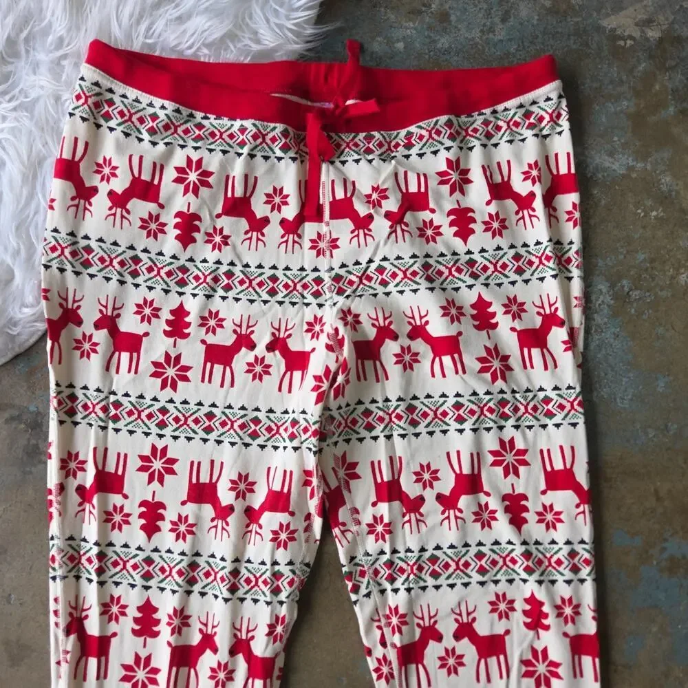 Hanna Andersson Christmas Pajama Pants Size XXL New Reindeer Fair Isle Print